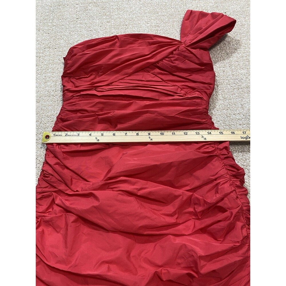 Zara Bright Red One-Shoulder Ruched Mini Dress Size S - Picture 12 of 16